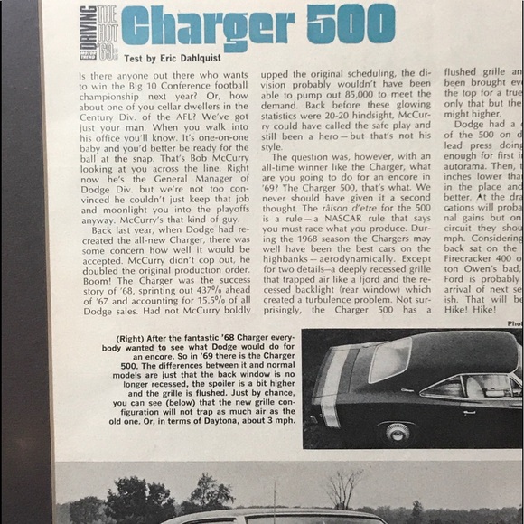 VTG Original 1969 Dodge Charger 500 Magazine Ad - Picture 5 of 6